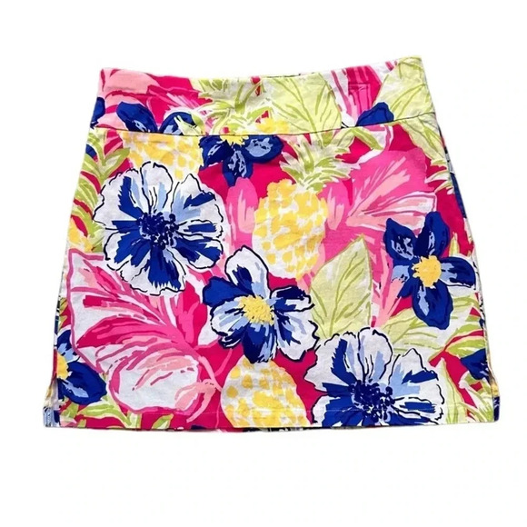 RAFAELLA Cosmo Pink Tropical Floral Comfort Skort sz Medium Elastic Waist Sport - Picture 2 of 9